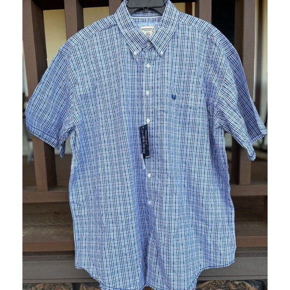 Panhandle Rough Stock Men's Short Sleeves Button Down Shirt Size XL NWT Red/blue - Picture 1 of 5